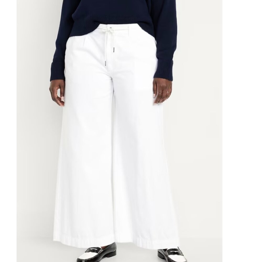 High-Waisted Super Wide-Leg Drapey Pants size 6 in Calla Lily White